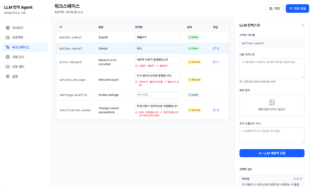 LLM Translation Agent Dashboard